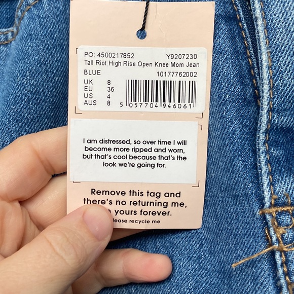 Missguided High Rise Ripped Blue Jeans - Picture 4 of 9